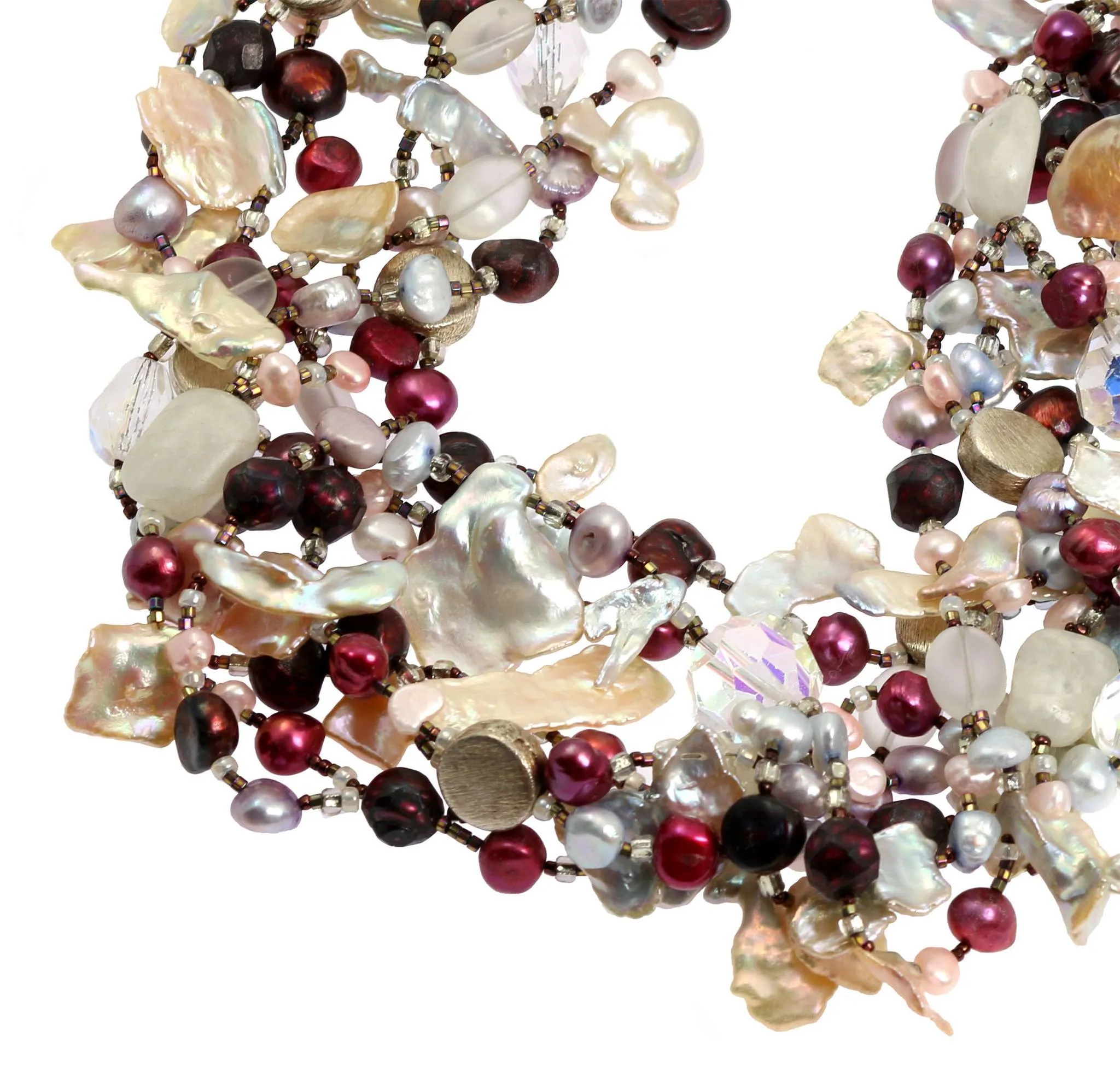 Keishi Cornflake Pearl Beaded Gemstone Necklace