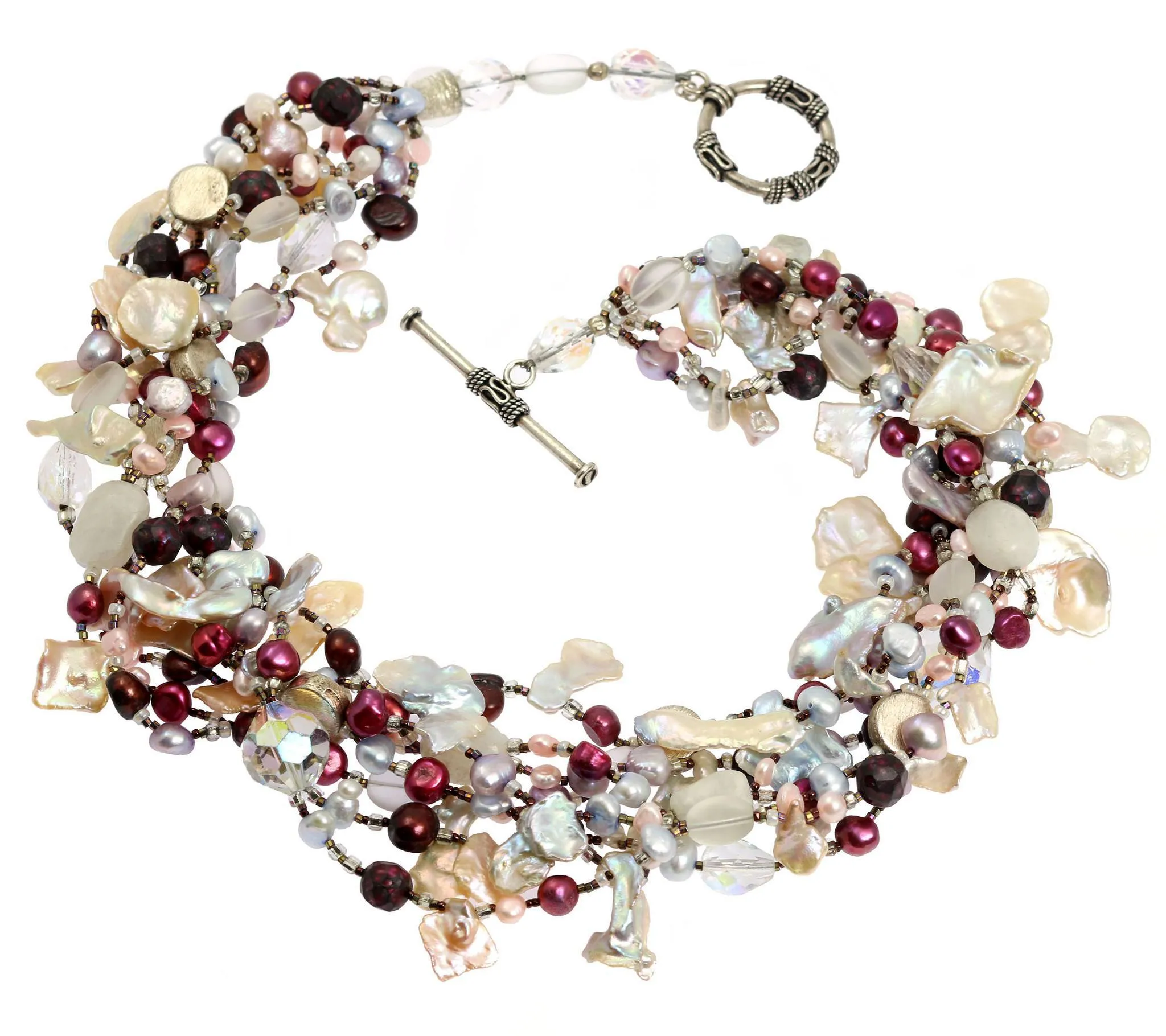 Keishi Cornflake Pearl Beaded Gemstone Necklace