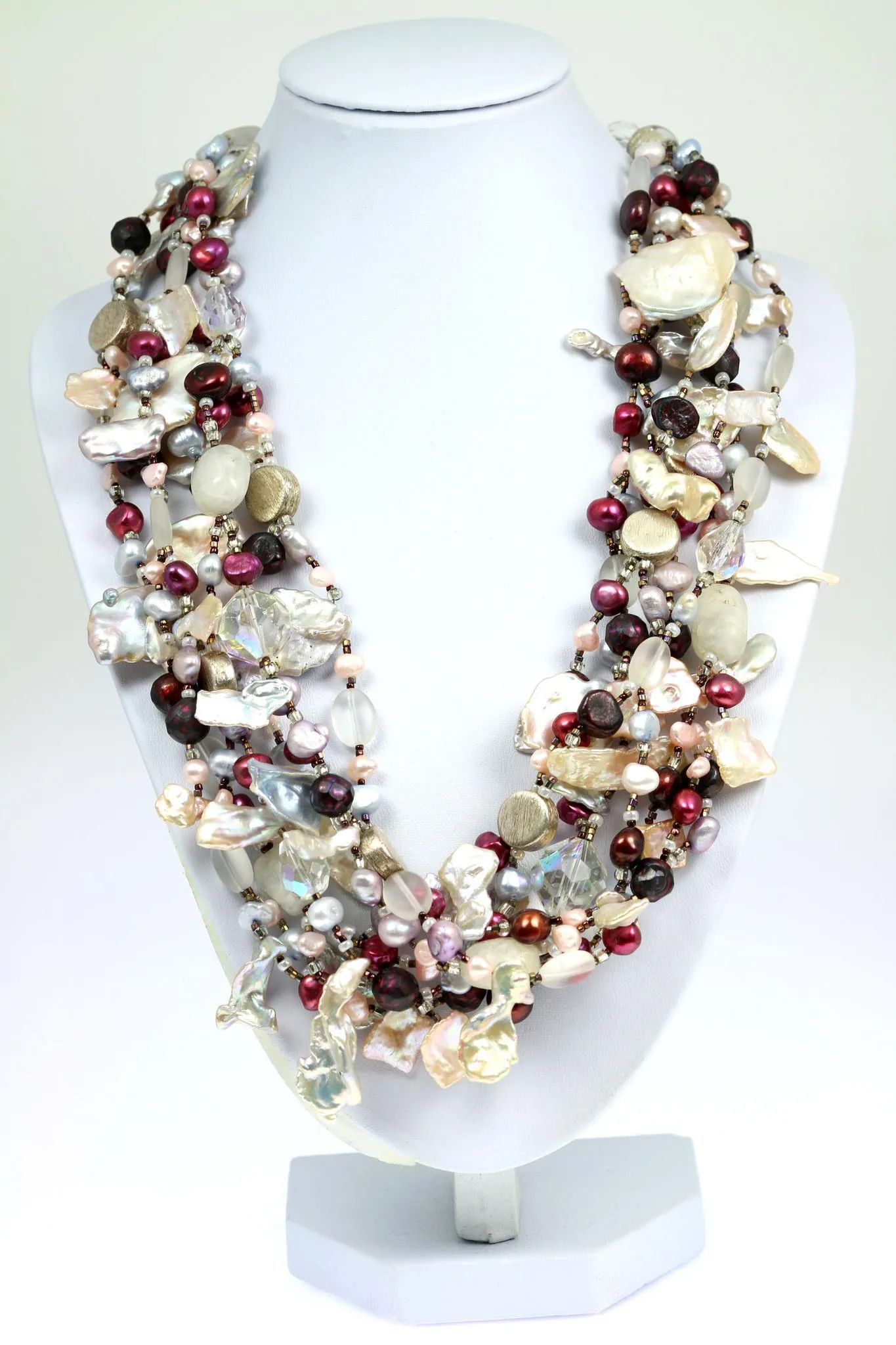 Keishi Cornflake Pearl Beaded Gemstone Necklace