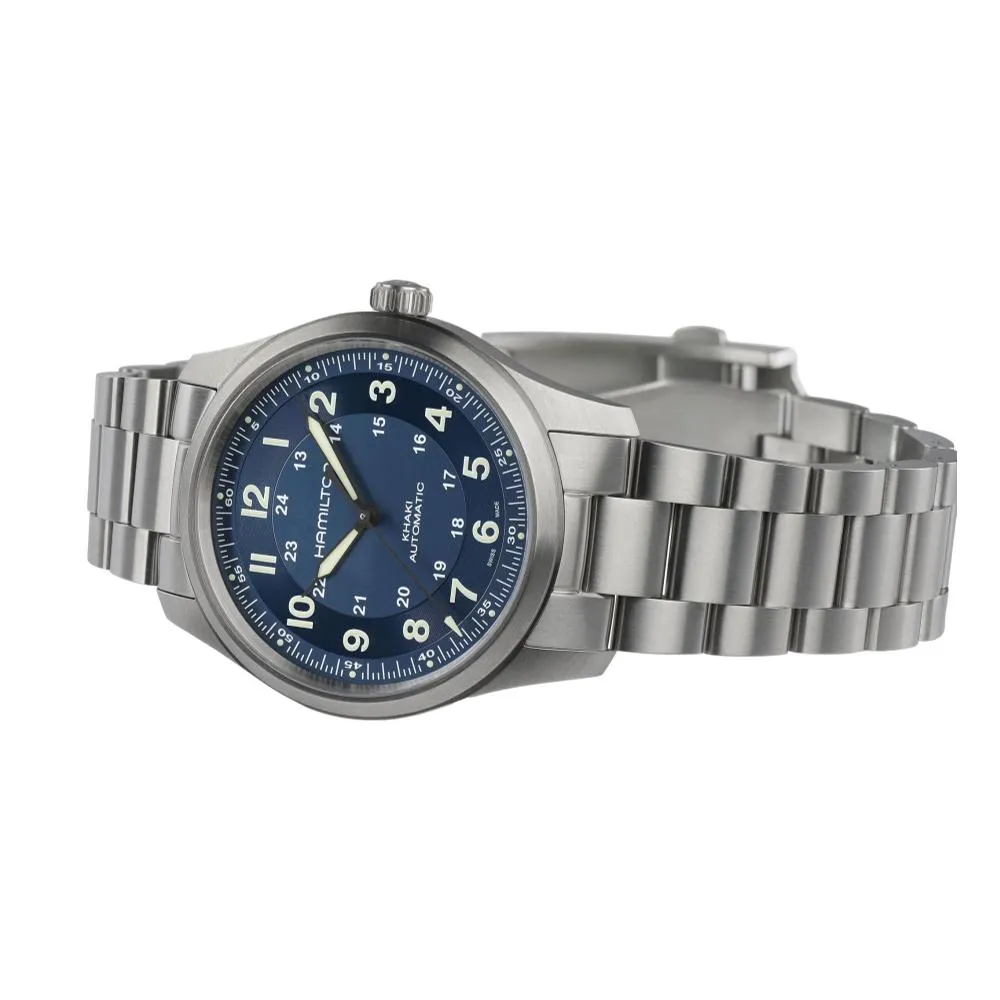 Khaki Field Titanium Auto Blue Dial 38mm