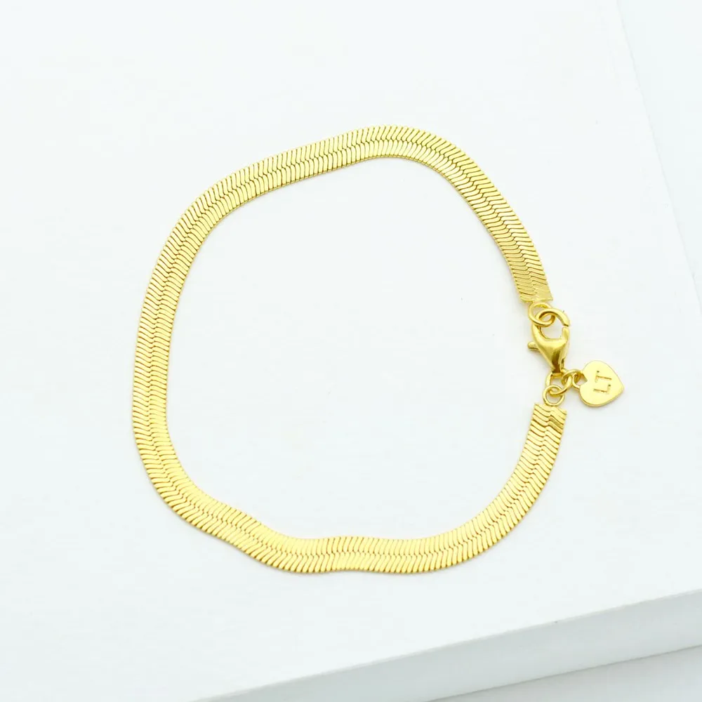 Linda Tahija Herringbone Chain Bracelet, Gold or Silver