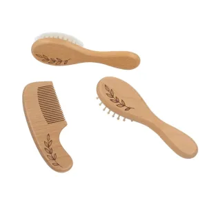 Living Textiles 3pc Baby Wooden Brush & Comb Set