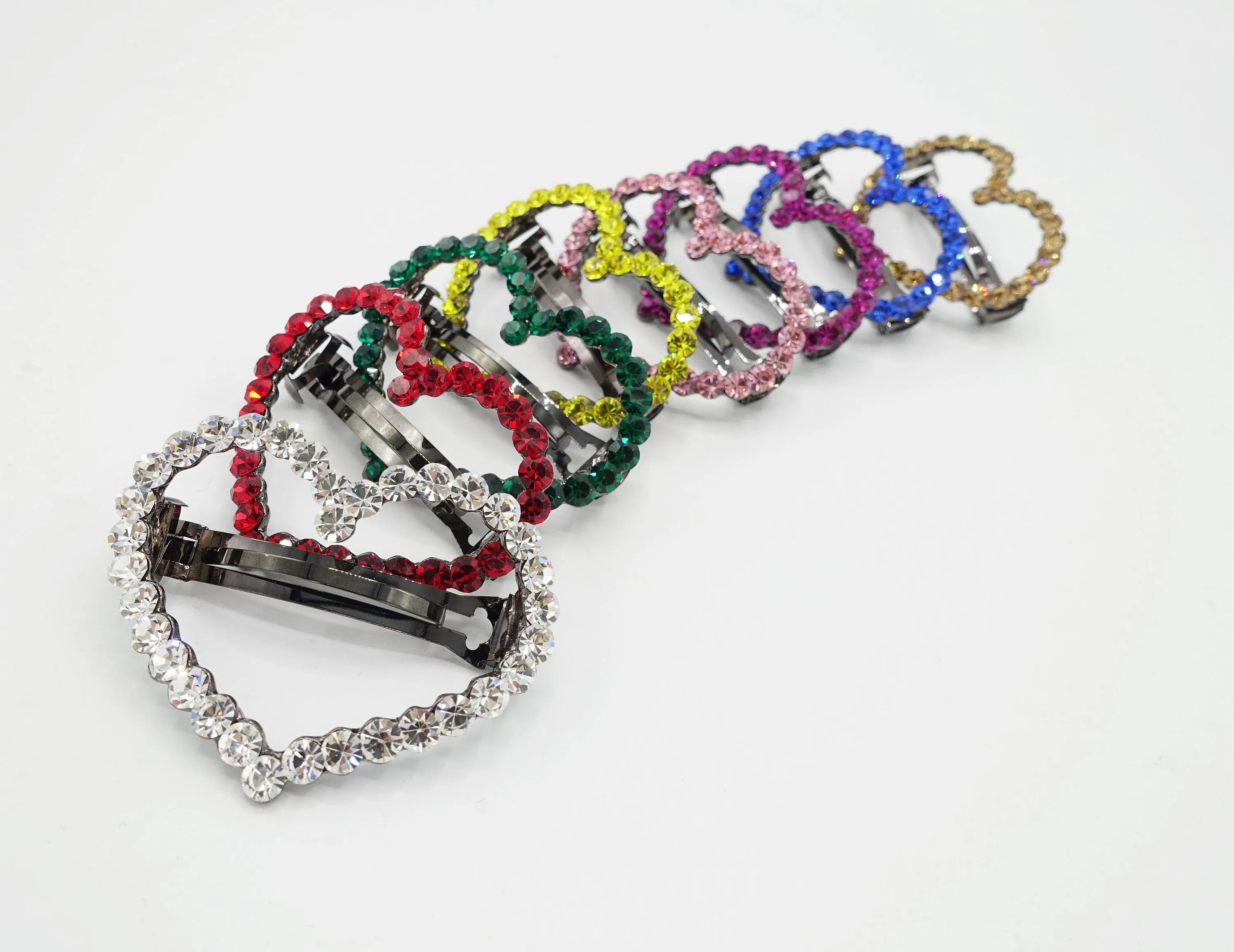 Love always wins.  color rhinestone embellished  heart hair barrette woman hair accessory