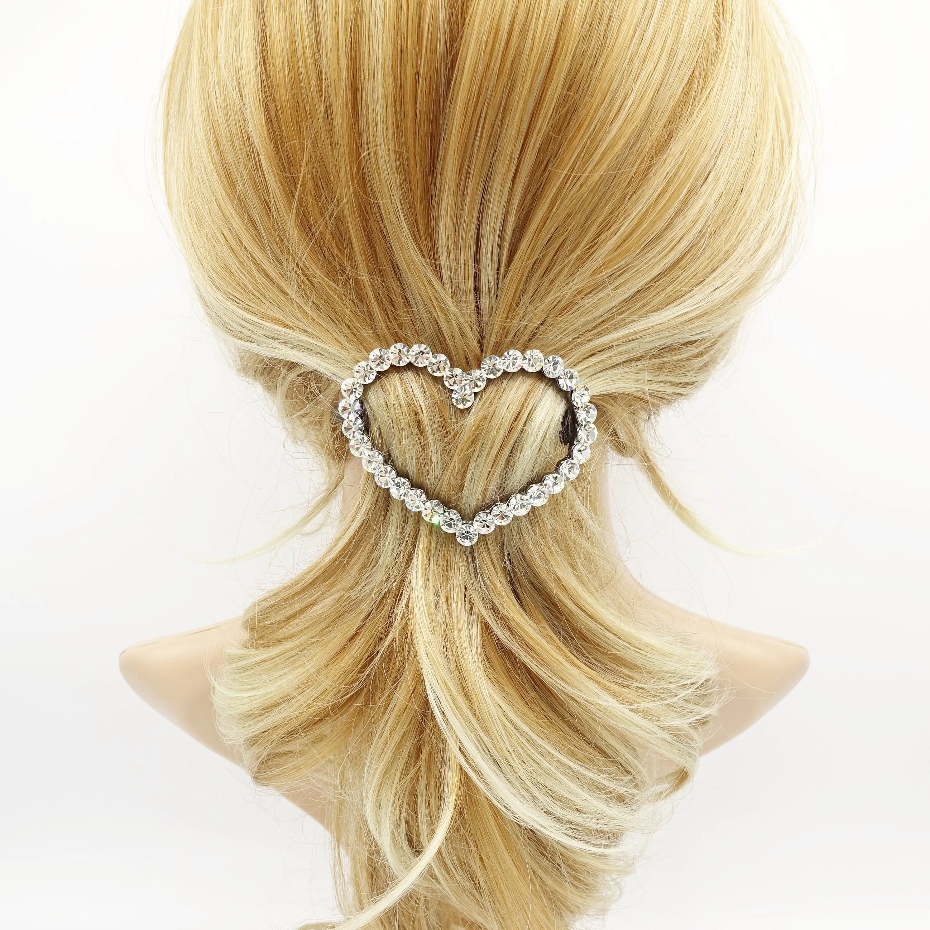 Love always wins.  color rhinestone embellished  heart hair barrette woman hair accessory