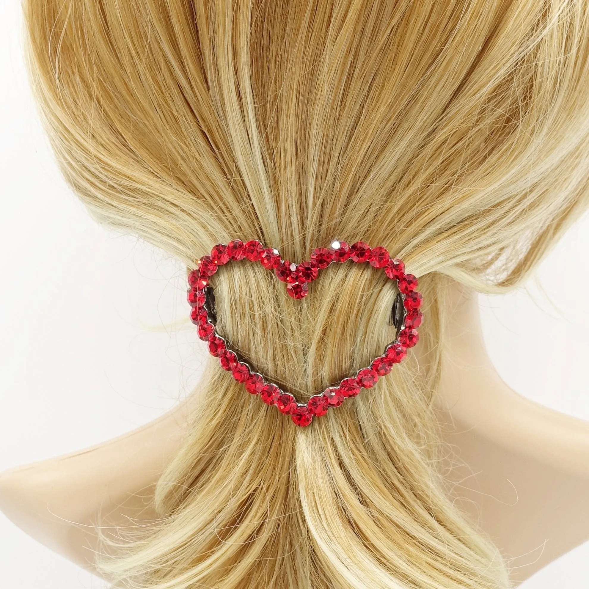 Love always wins.  color rhinestone embellished  heart hair barrette woman hair accessory