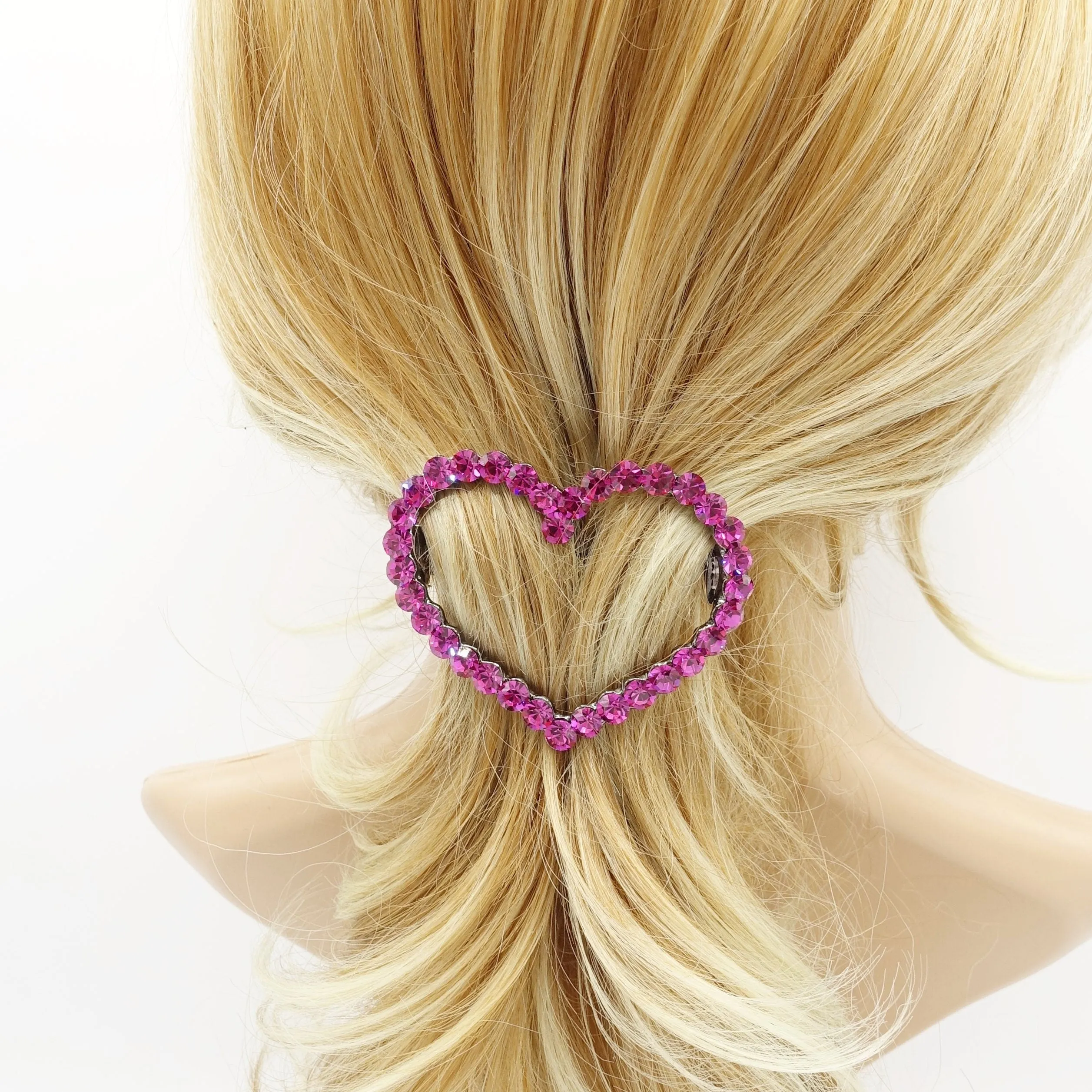 Love always wins.  color rhinestone embellished  heart hair barrette woman hair accessory