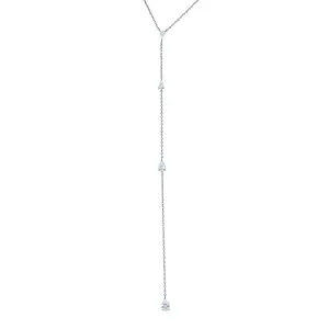 Maris CZ Silver Dangle Lariat Necklace