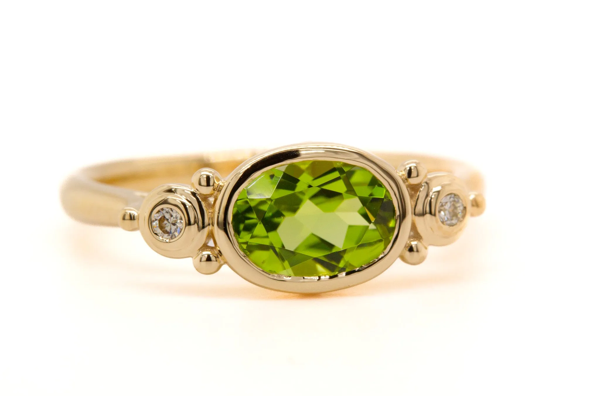 Marl McAskill Oval Peridot & Diamond Dress Ring