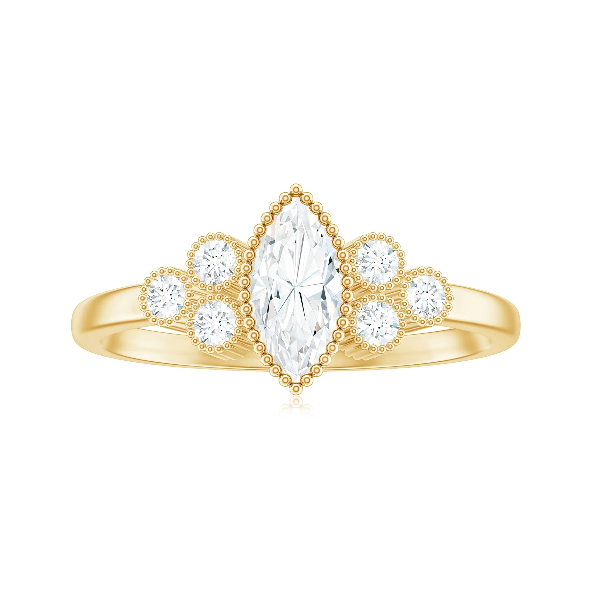 Marquise and Round Shape Moissanite Designer Ring