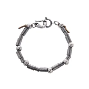 Matte & Distressed Beads Titanium Bracelet