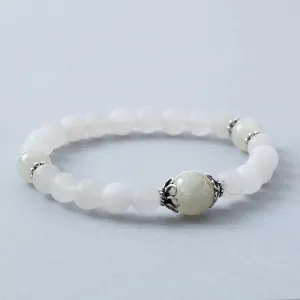 Matte Rock Crystal with Moonstone Stretchy Bracelet