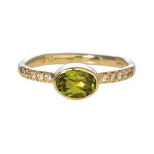 Mazza Oval Peridot & Diamond 14K Yellow Gold Ring