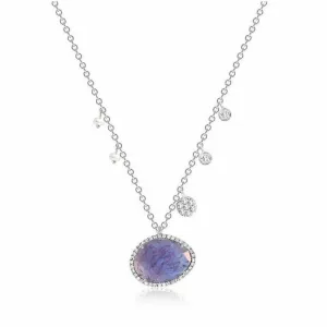 Meira T Tanzanite with Off-Centered Pearls & Diamond Charms