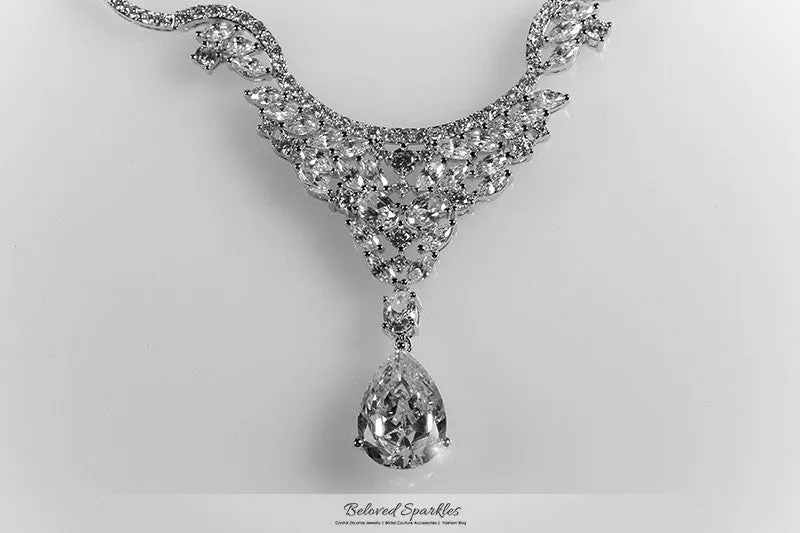 Melita Ornament Dangle Necklace | 60 Carat | Cubic Zirconia