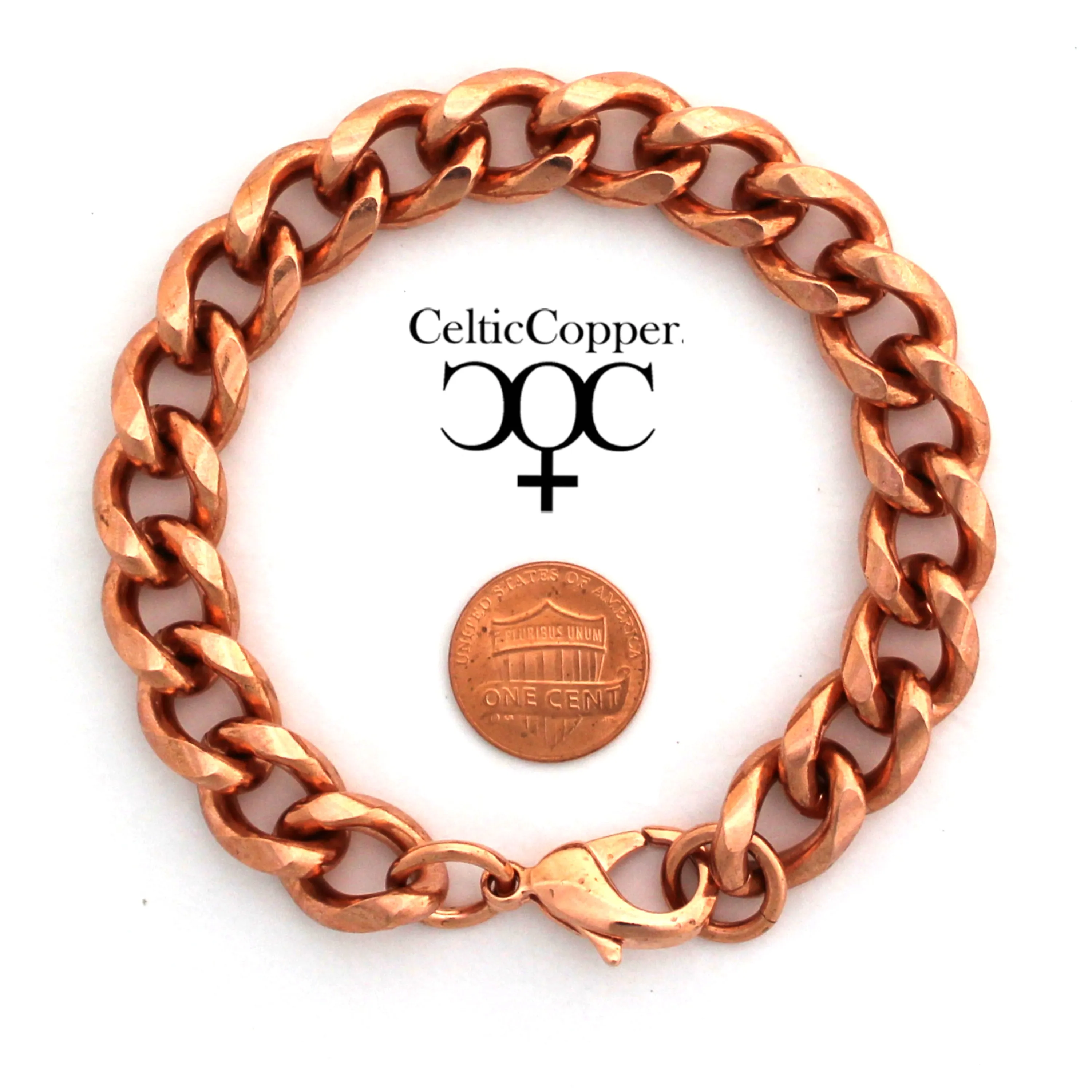 Men's Extra Bold Copper Bracelet Chain B79L Solid Copper 13mm Curb Bracelet Chain Large 9 Inch