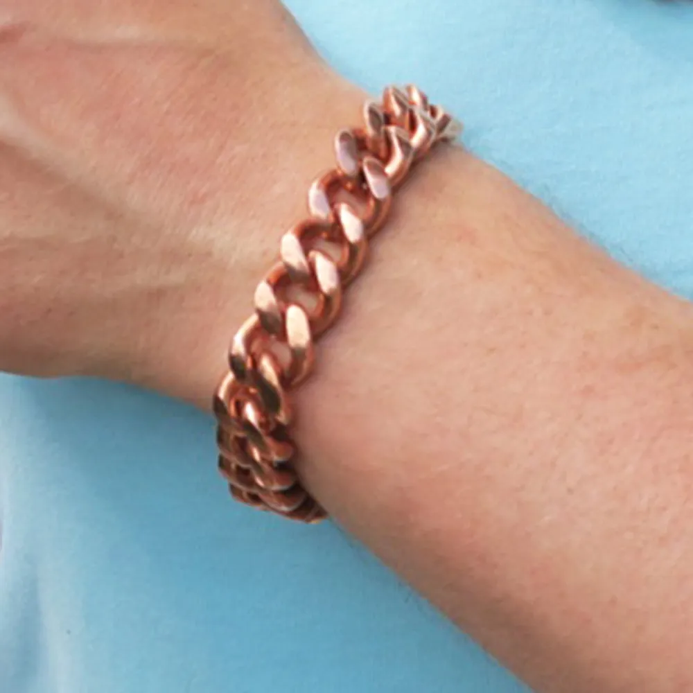 Men's Extra Bold Copper Bracelet Chain B79L Solid Copper 13mm Curb Bracelet Chain Large 9 Inch