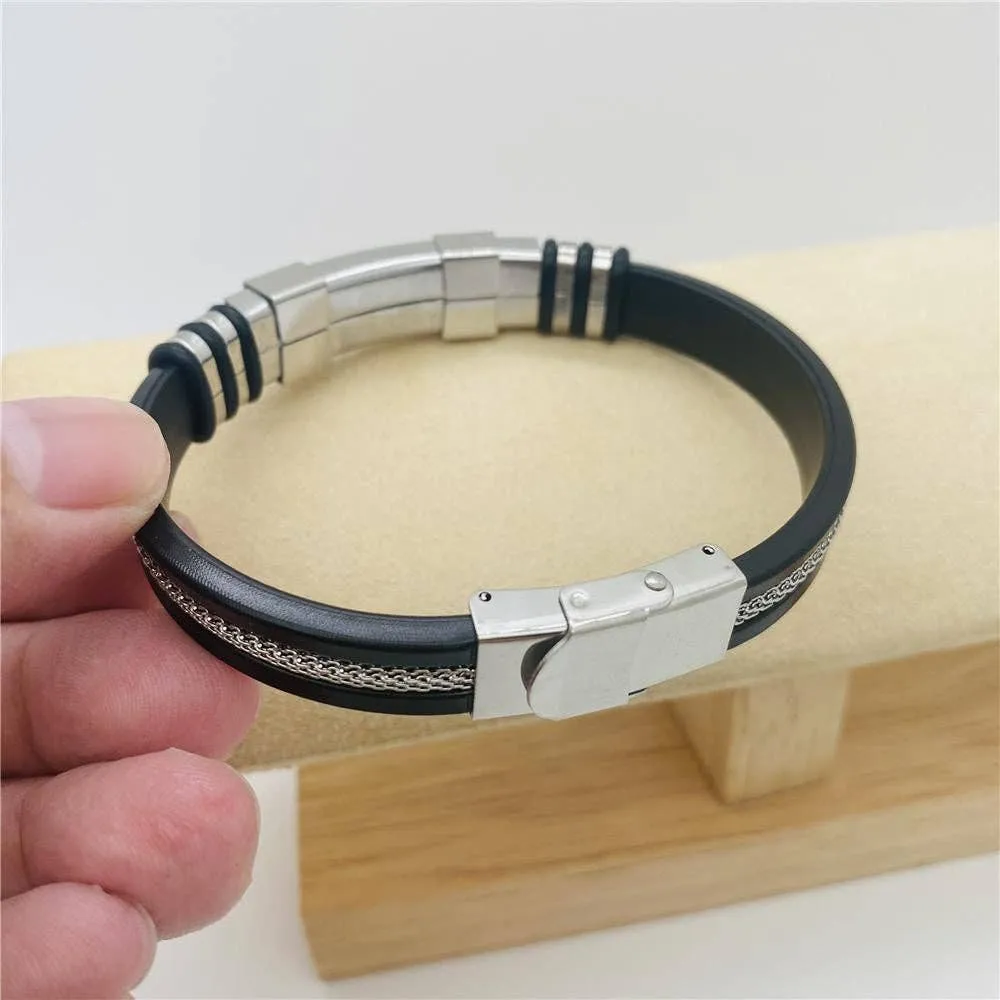 Men's Silicone Titanium Steel  Bracelet