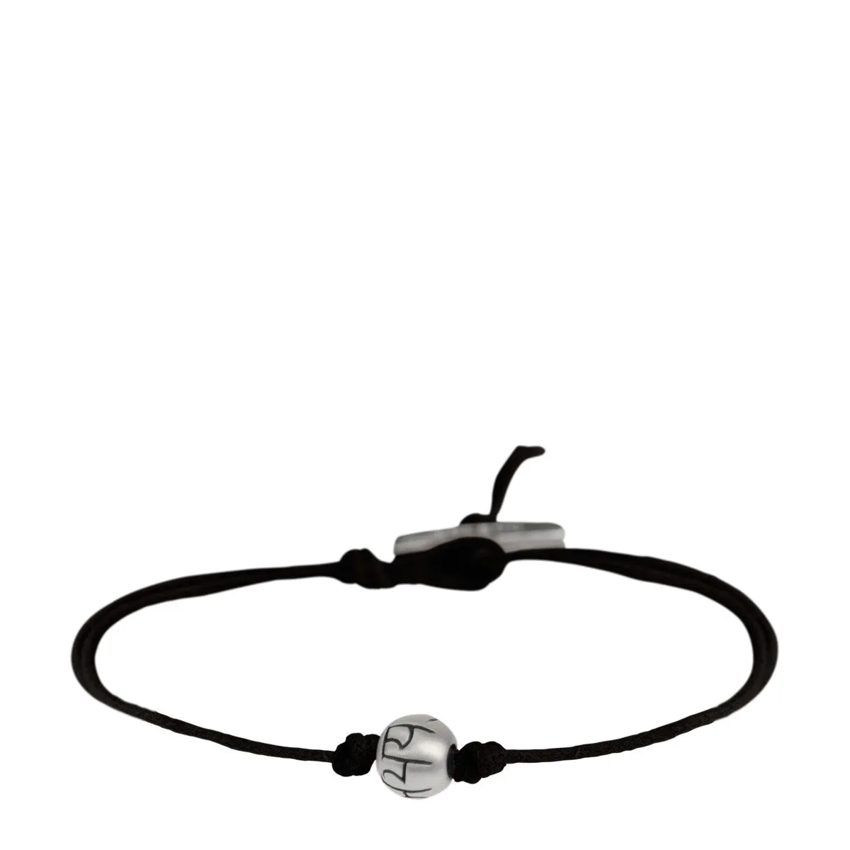 Men's Sterling Silver Fearlessness Bead Bracelet on Black Cord