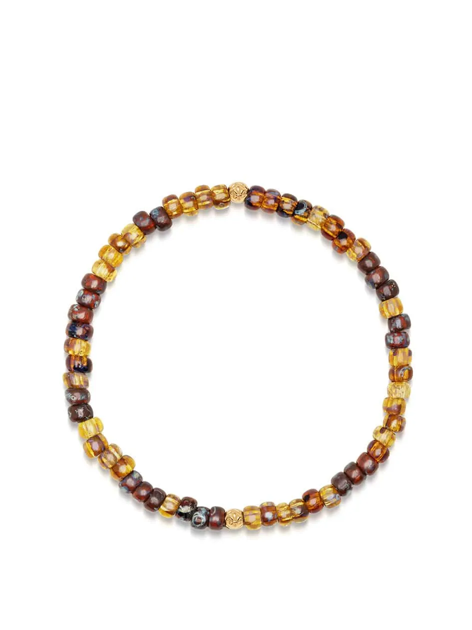 Men's Wristband with Amber Miyuki Beads