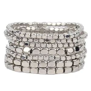 Metal Bead Bracelet Shiny Silver