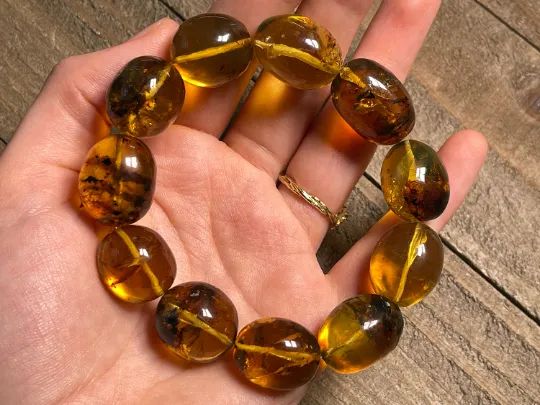 Mexican AMBER Crystal Bracelet - Beaded Bracelet, Handmade Jewelry, Healing Crystals and Stones, 48435