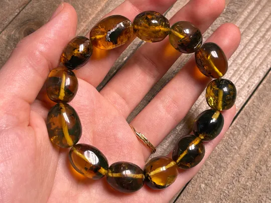 Mexican AMBER Crystal Bracelet - Beaded Bracelet, Handmade Jewelry, Healing Crystals and Stones, 48456