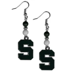 Michigan St. Spartans Fan Bead Dangle Earrings