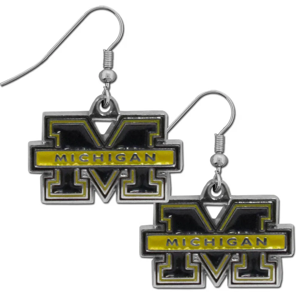 Michigan Wolverines Chrome Dangle Earrings