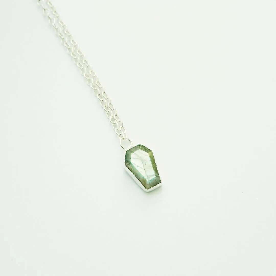 Mini Gemstone Coffin Necklace in Sterling Silver - Choose Your Gemstone