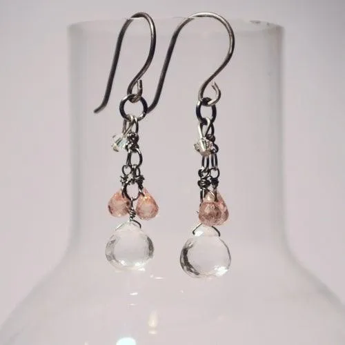 Mini Gemstone Topaz  Earrings with Rutilated Quartz