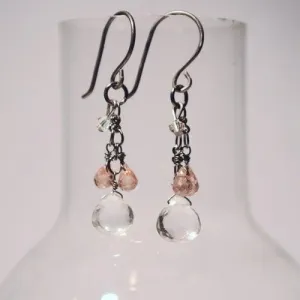 Mini Gemstone Topaz  Earrings with Rutilated Quartz