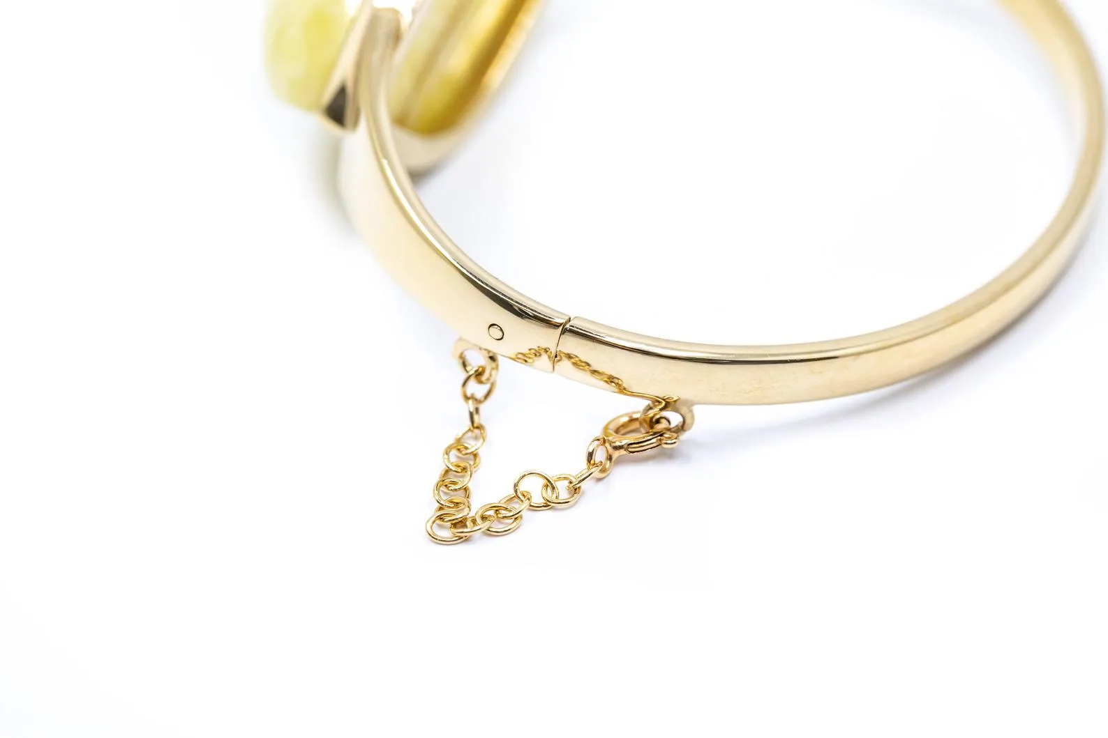 Minimal Gold Butterscotch Amber Diamond Bangle