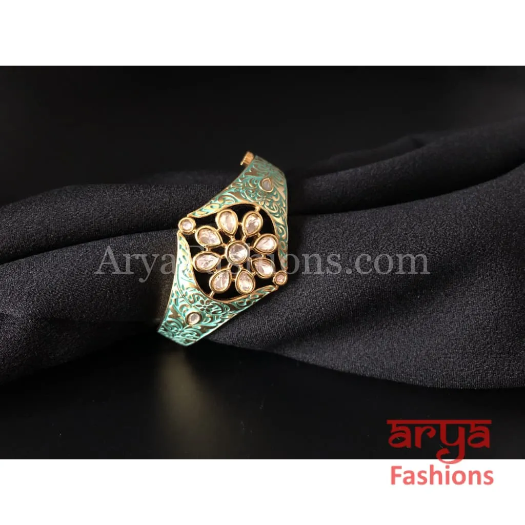 Mint Green Meenakari Kundan Bracelet