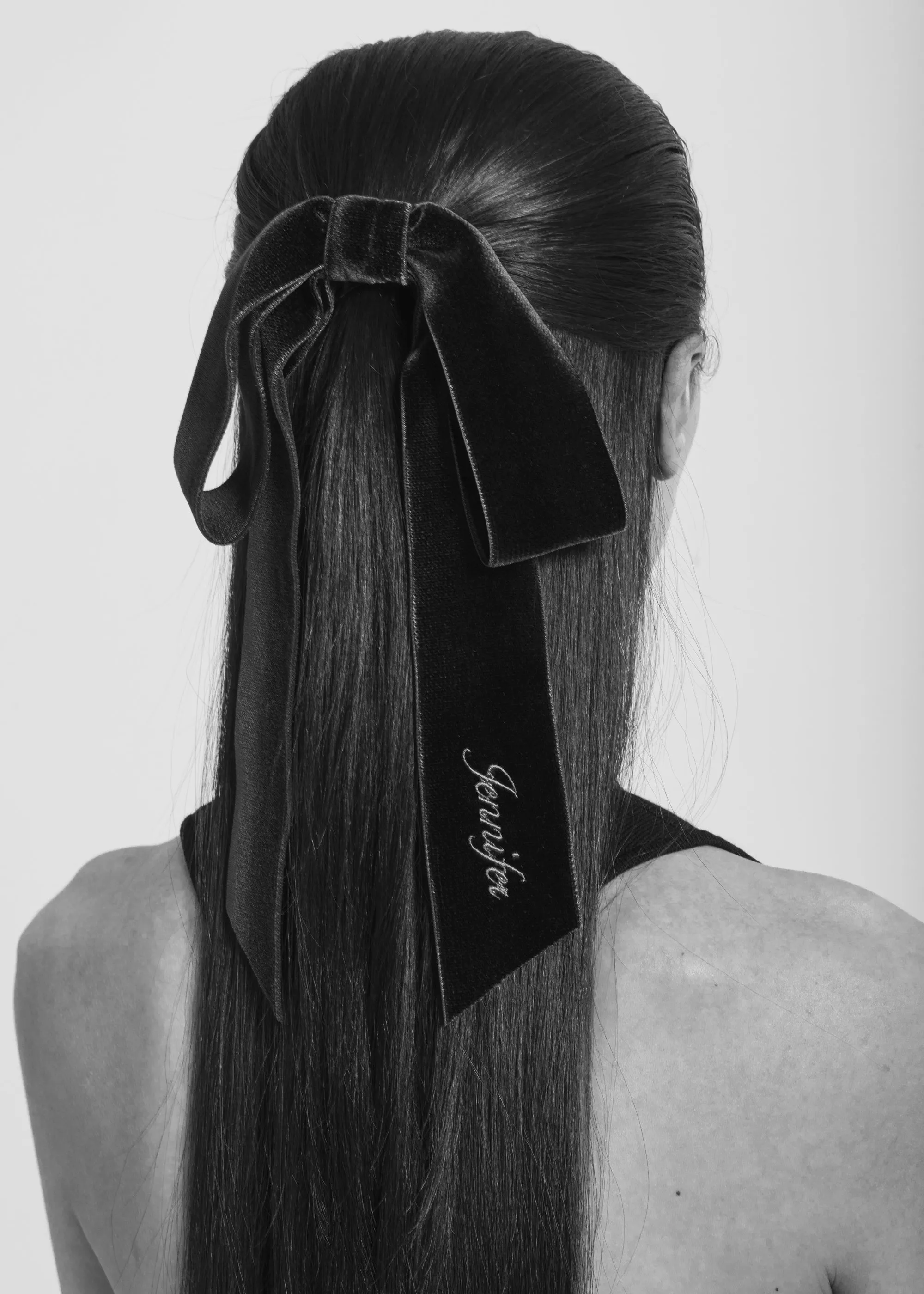 Monogram Adley Velvet Bow Barrette -- Black