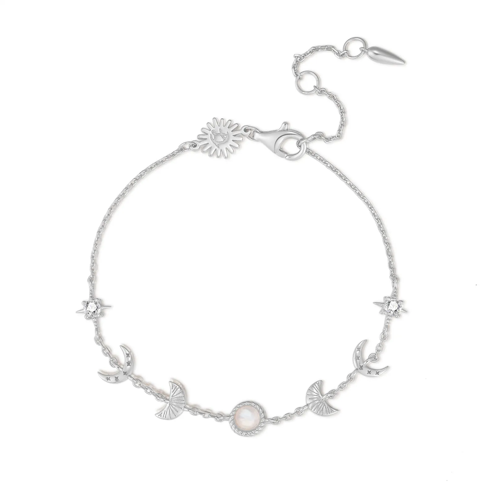 Moonstone Silver Bracelet - Moon Phases