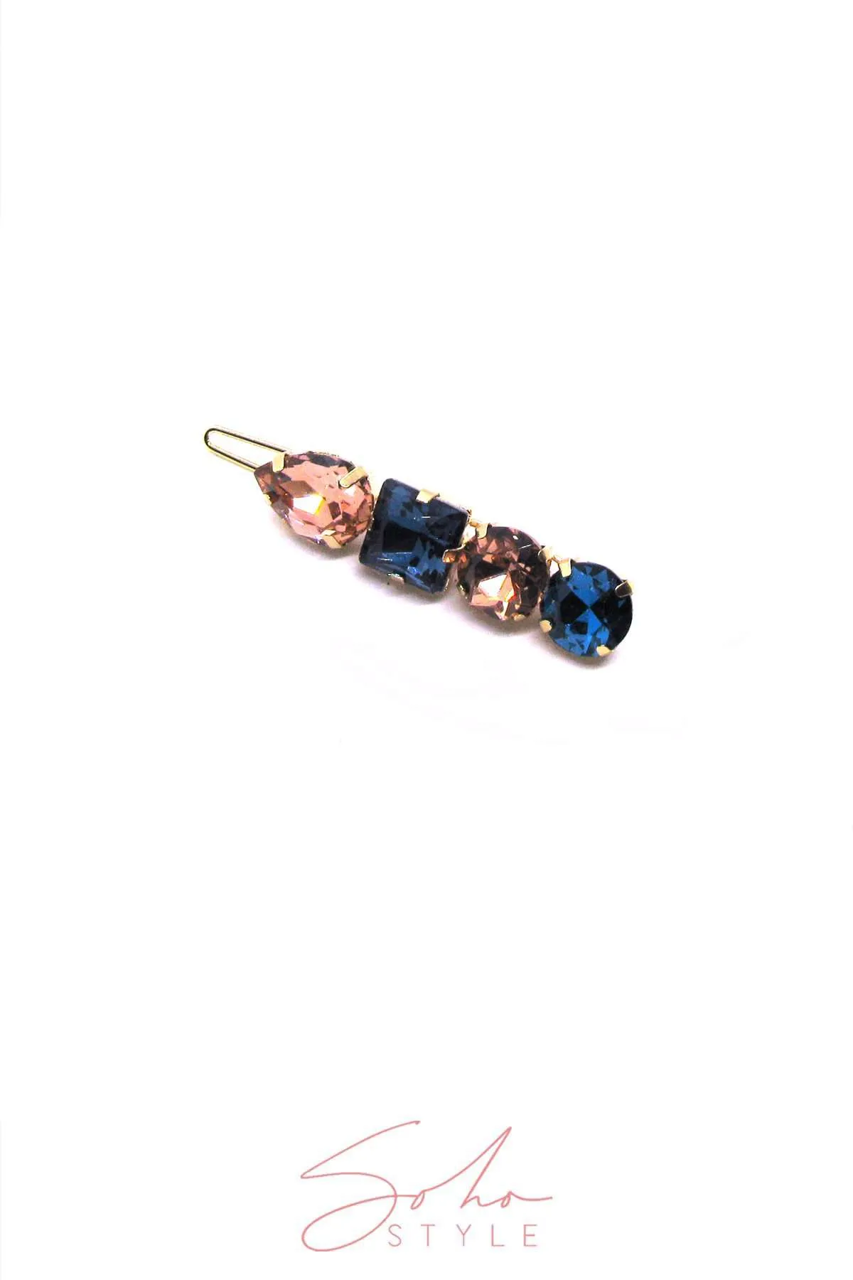 Multi-Colored 4-Stone Hair Bejeweled Barrettes