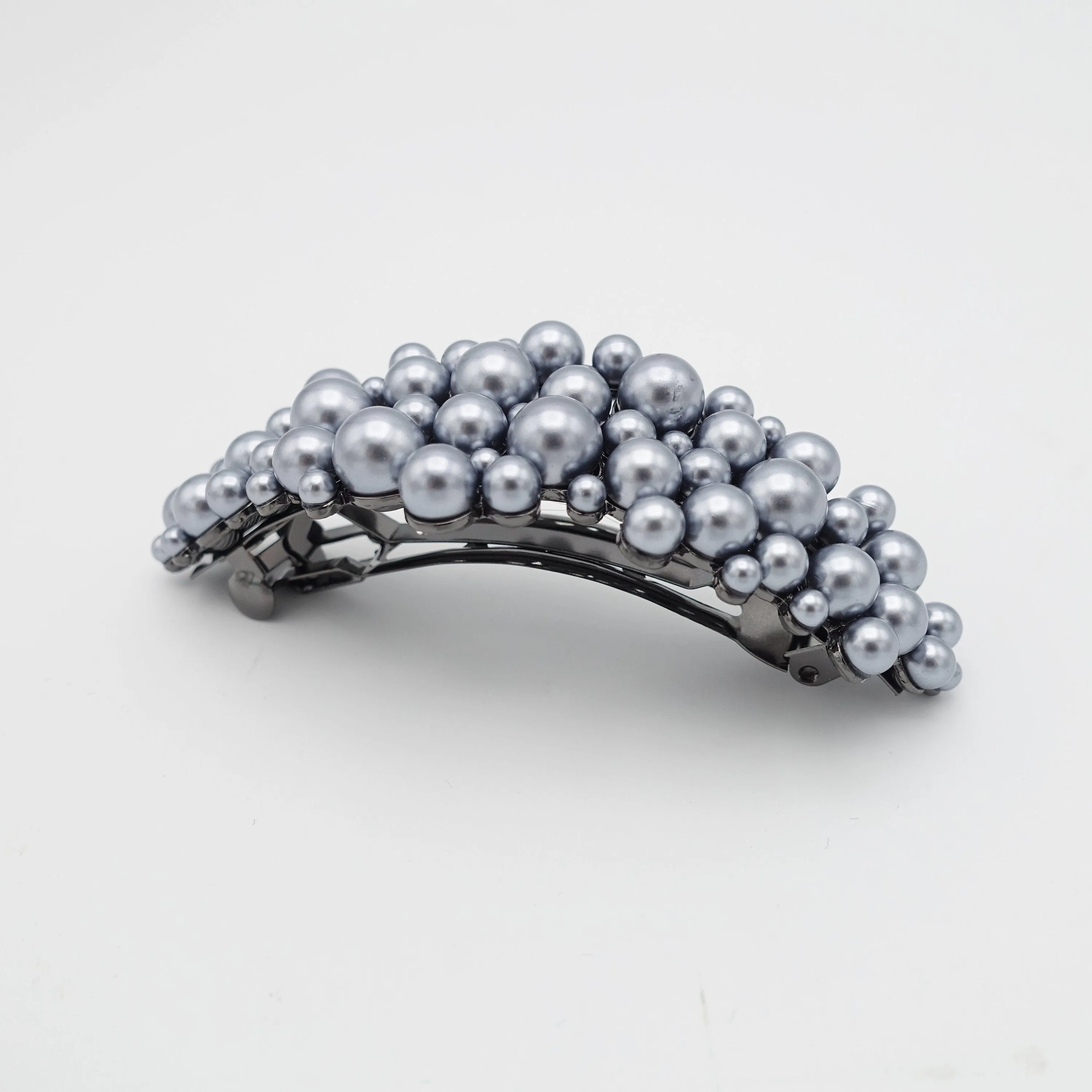 multi size pearl embellished curved french barrette elegant women hair accessory