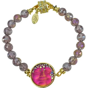 Mystic Goddess Seaview Moon Beaded Magnetic Bracelet (Goldtone/Large)