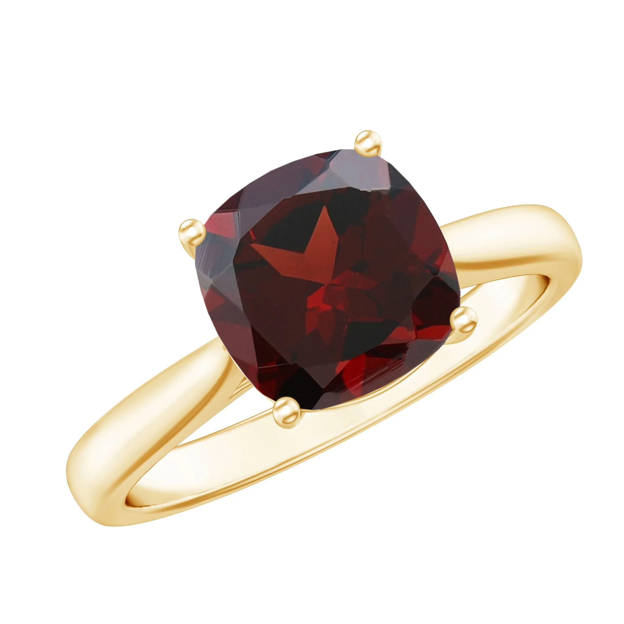 Natural Garnet Solitaire Engagement Ring with Diamond