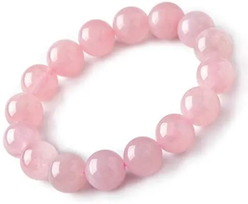 Natural Rose Quartz Round 8mm Bead Bracelet for Reiki Healing and Crystal Healing Stones