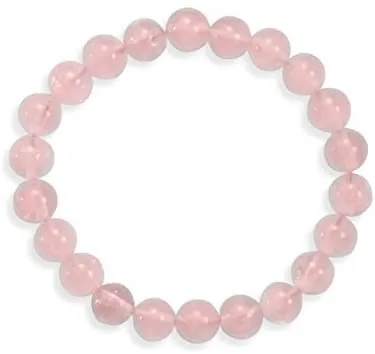 Natural Rose Quartz Round 8mm Bead Bracelet for Reiki Healing and Crystal Healing Stones