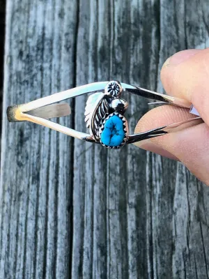 Navajo/Tear drop/silver Leaf//flower/Sterling silver bracelet