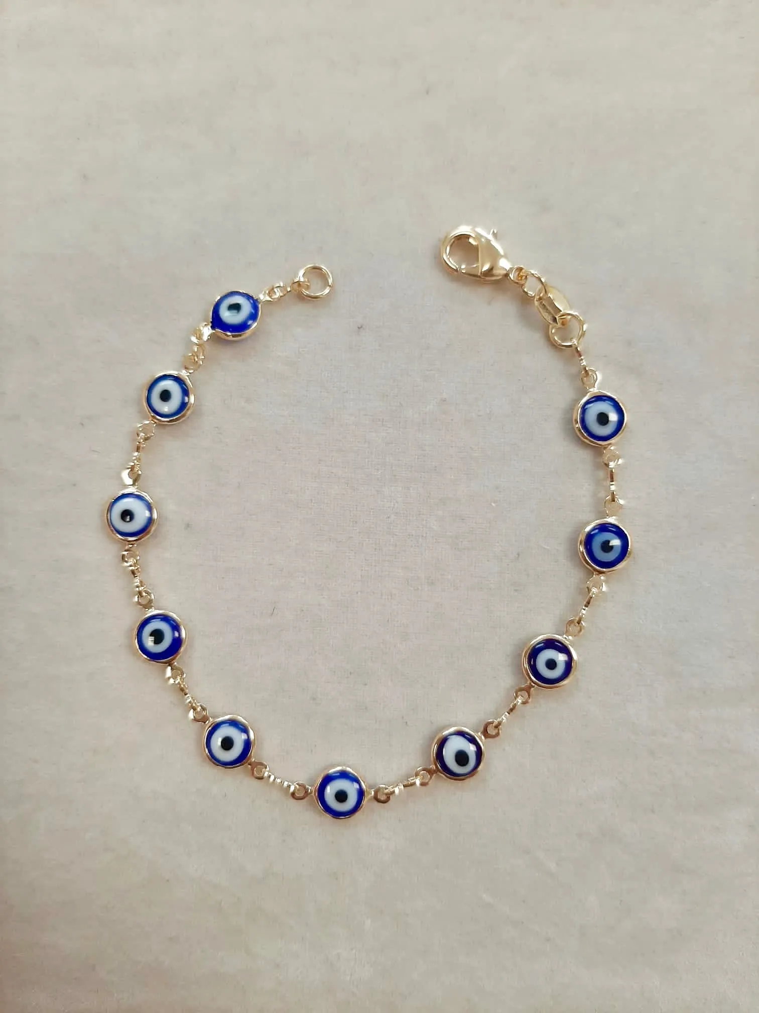 Navy Blue Evil Eye Women's Bracelet Gold Filled 7.5" 3.2g Good Luck Bracelet / Pulsera Mal de Ojo / Pulsera de Oro Laminado para Mujer / Everyday Bracelet / Women's Bracelet