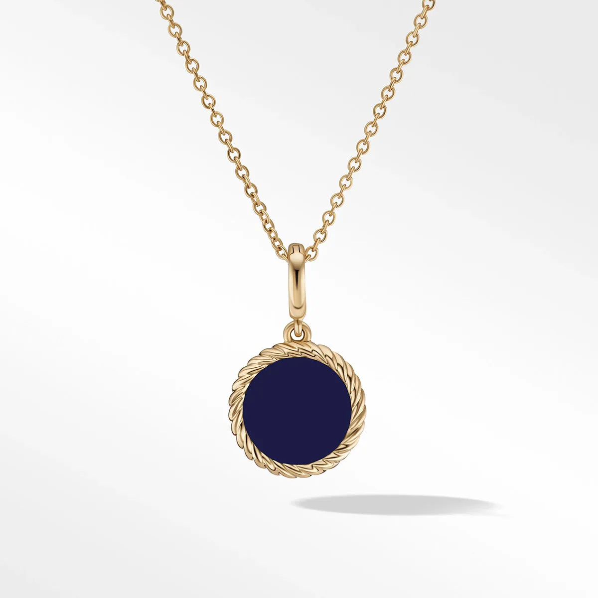 Navy Enamel Charm Necklace with 18K Yellow Gold and Diamond