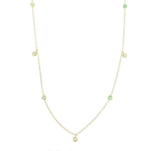 Necklace in Yellow Gold with Diamonds and Emeralds