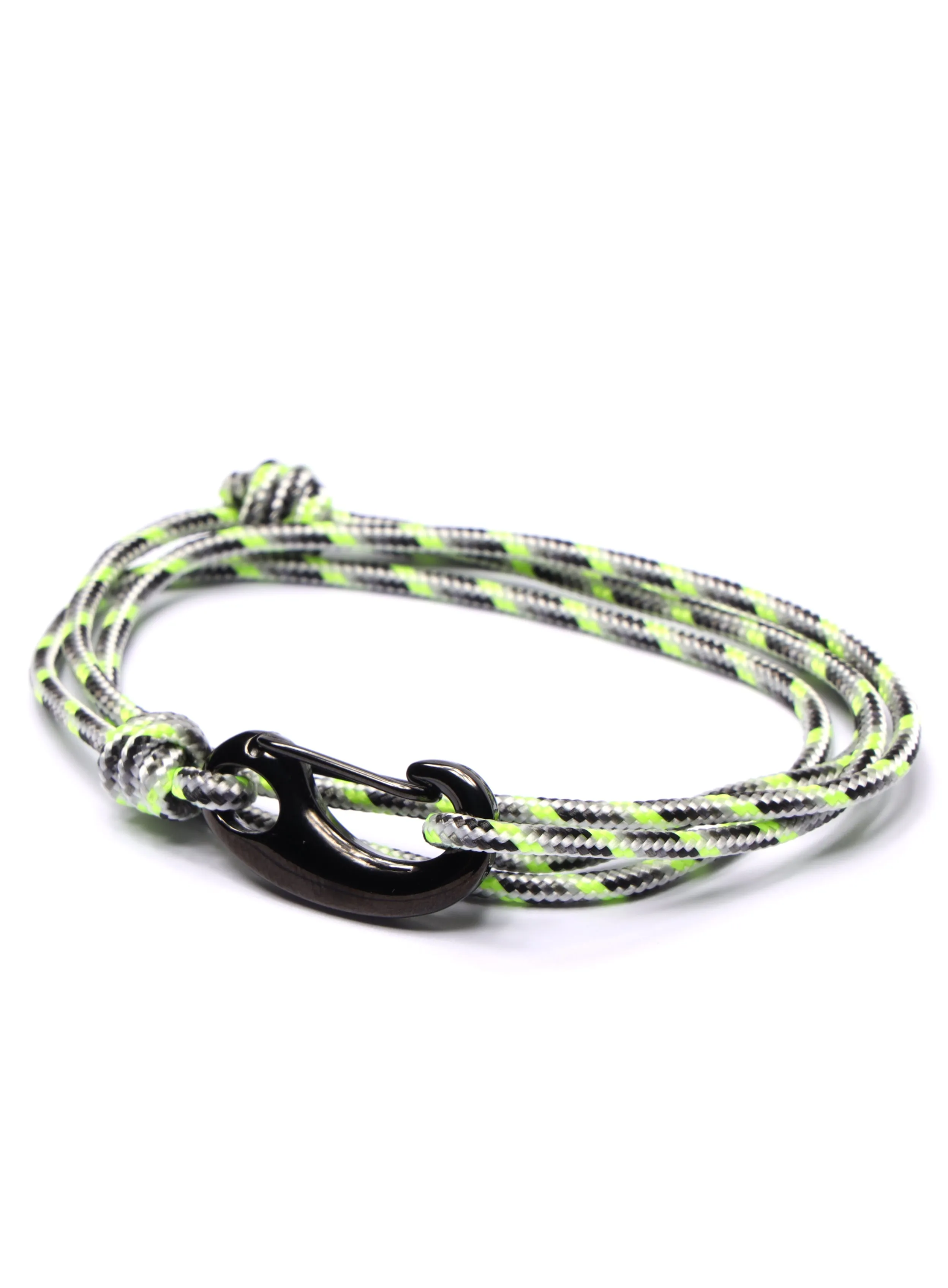 Neon   White Tactical Cord Bracelet for Men (Black Clasp - 20K)