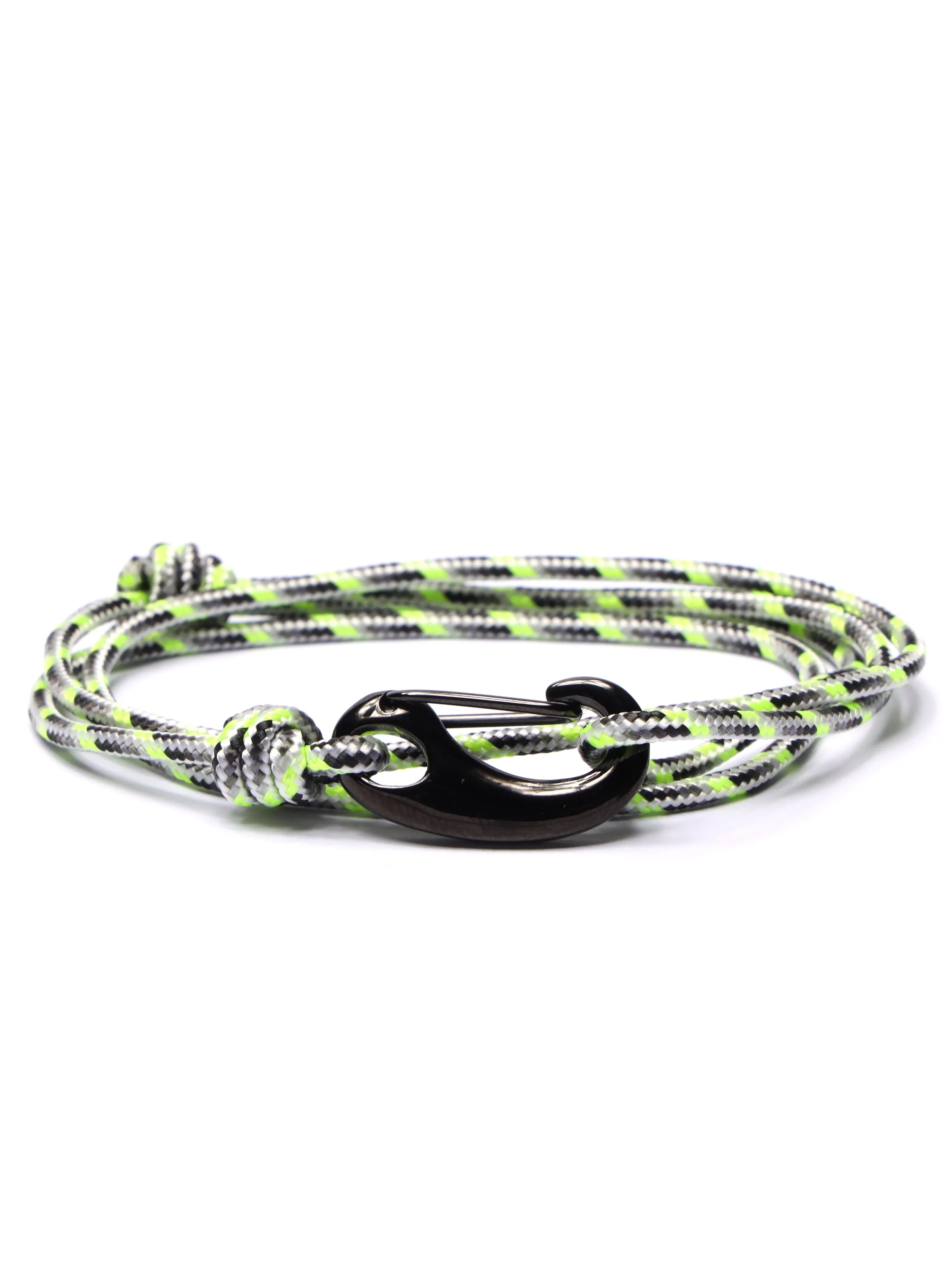 Neon   White Tactical Cord Bracelet for Men (Black Clasp - 20K)