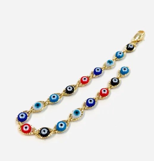 Newborn Baby/Childrens Boys/Girls Gold Filled Evil Eye Bracelet For Protection Good Luck Bracelet / Baby Jewelry / Kids Bracelet / Protection Jewelry / Pulsera Para Ninos