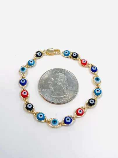 Newborn Baby/Childrens Boys/Girls Gold Filled Evil Eye Bracelet For Protection Good Luck Bracelet / Baby Jewelry / Kids Bracelet / Protection Jewelry / Pulsera Para Ninos