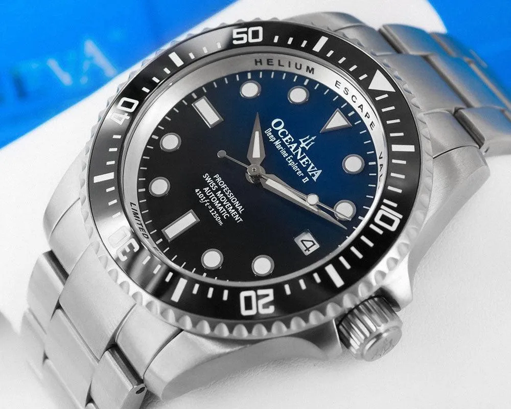 Oceaneva Deep Marine Explorer II1250M Titanium Watch Blue Black